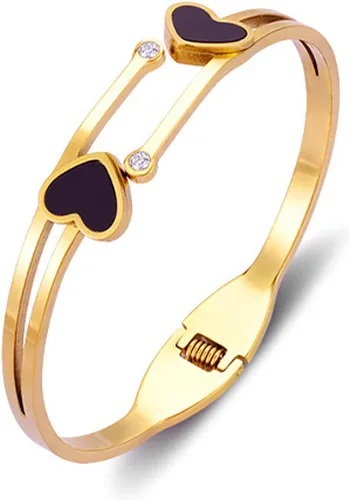 Miniatura 11 de Colección de Pulseras Brazalete de Acero Inoxidable 316L Chapado en Oro de 18K - 12 Diseños Únicos + Cadena de Acero de Titanio con Acento