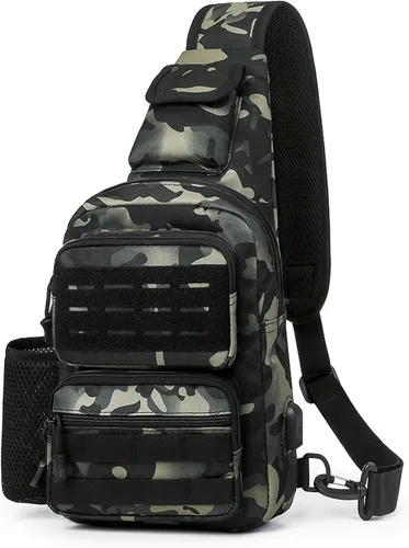 Miniatura 8 de BAIGIO Tactical EDC Sling Bag Militar Una Correa Hombro Mochila Molle Range Bolsas Paquete de Pecho, #01-verde militar, Pequeño, Bolso táctico