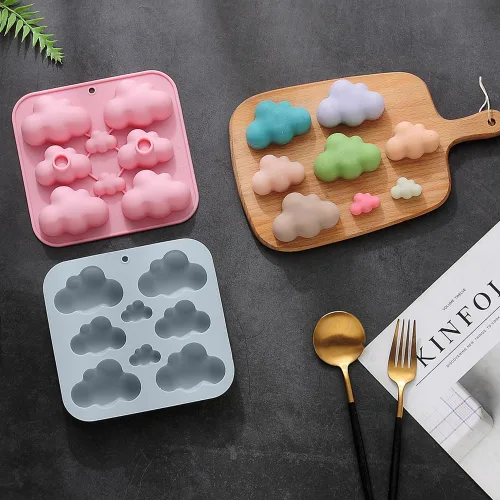 Miniatura 9 de Paquete de 2 moldes de silicona con temática de nube 3D, bandeja de cubitos de hielo, herramienta de hornear para pastel de chocolate, postre