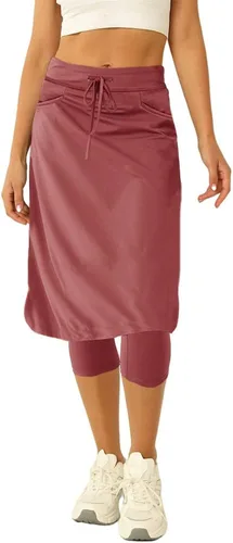 Falda de tenis para mujer de 20 pulgadas hasta la rodilla con leggings integrados, faldas de golf, leggings con falda con bolsillos