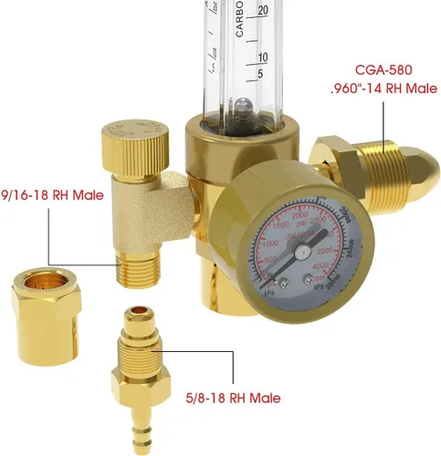 Miniatura 4 de YESWELDER Medidor de Flujo de Argón/CO2 MIG TIG Regulador de Gas Indicador de Soldadura