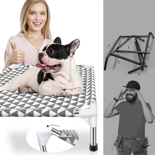 Miniatura 4 de Kuntrust Cama Elevada para Perros de Exterior Actualizada Catre para Mascotas Elevado Cama Refrescante para Cachorros Cama Elevada para Perros