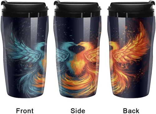 Miniatura 4 de Fire And Water Phoenix Coffee Cup Hot Coffee Travel Mug Reusable Iced Coffee Cups Double Heat Insulation Coffee Mug with Leak-Proof Lid Stylish