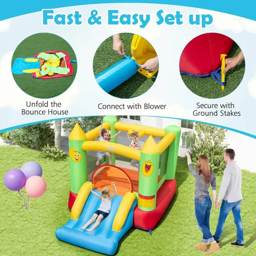 Miniatura 7 de Casa de rebote inflable BOUNTECH, castillo hinchable para niños para interiores y exteriores con área de salto resistente, tobogán, soplador
