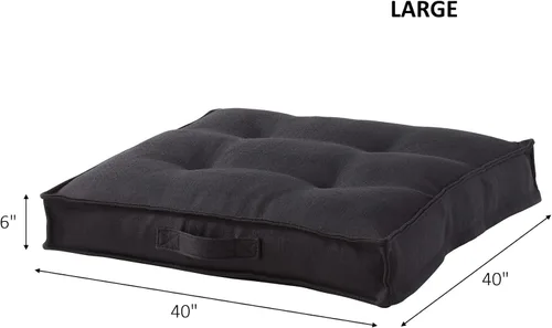 Miniatura 6 de Almohada cuadrada copetuda con funda extraíble, negro, grande (40 pulgadas)