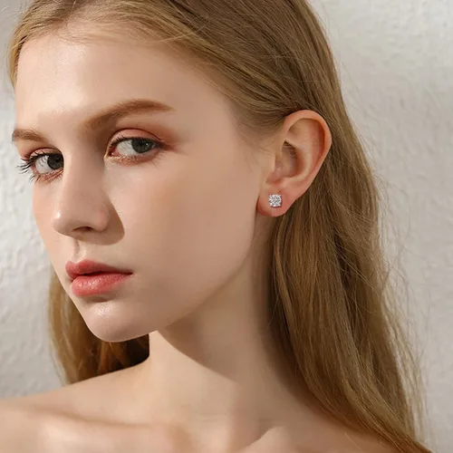 Miniatura 3 de Aretes de tuerca de plata de ley para mujer, 3 pares de aretes pequeños de circonita cúbica para cartílago, pequeños aretes de trago