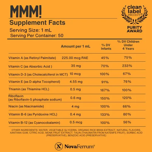 Miniatura 3 de Suplemento multivitamínico de 1.7 fl oz para bebés y niños, de NovaMV