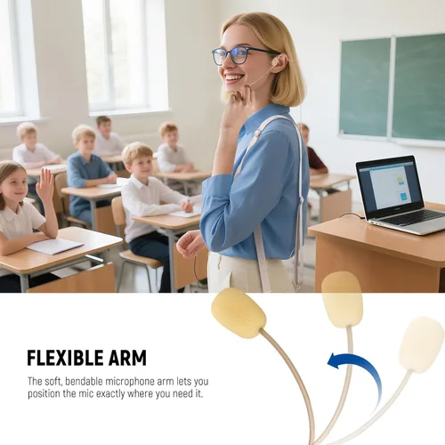 Miniatura 5 de NEEWER Auriculares de micrófono, pista mono para amplificador de voz con cable, conector TRS estándar de 0.138 in para profesores, entrenadores