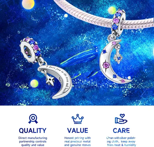 Miniatura 3 de NUJIFFY Abalorios de plata de ley 925 para pulseras y collares, pulseras solares con dije de estrella de mar y estrella, conchas de estrella de mar