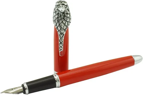 Miniatura 5 de Fuliwen Eagle Head - Pluma estilográfica con convertidor de recambios de tinta, tamaño mediano (rojo)