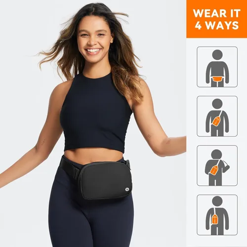 Miniatura 2 de BALEAF Riñonera cruzada para mujer, correa ajustable, resistente al agua, viajes, senderismo, entrenamiento, Negro -, Moda