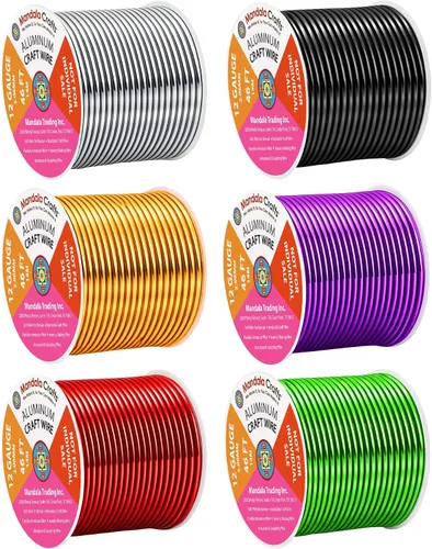 Miniatura 376 de Mandala Crafts - Alambre de aluminio anodizado de 8 calibre para hacer joyas - 9.75 m de alambre flexible negro colorido - Flexible para bonsái