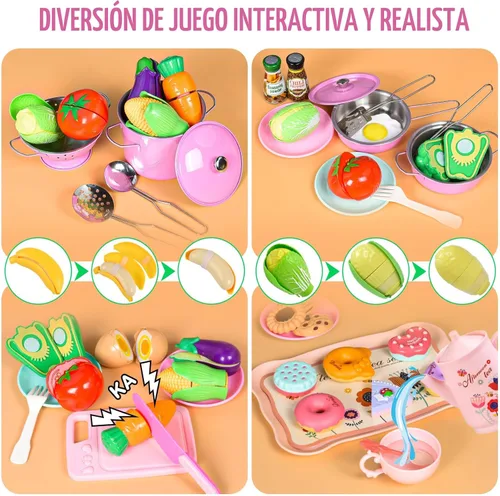 Miniatura 4 de 121 piezas de accesorios de cocina de juguete, juego de cocina para niños, juego de comida de imitación, set de fiesta de té, cocina de juguete