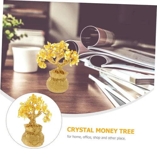 Miniatura 9 de Garneck Adornos de árbol de la suerte de cristal de 7.5 in para árbol de dinero, Feng Shui, estilo bonsái, adornos de riqueza para el hogar, tienda