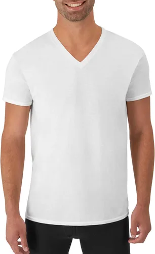 Miniatura 2 de Hanes Paquete de camiseta interior para hombre, camiseta de algodón con cuello en V, camisetas que absorben la humedad para hombres, paquete de 12