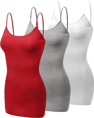 Miniatura 405 de Emmalise Camisola larga casual básica para mujer, con tirantes ajustables, top en capas
