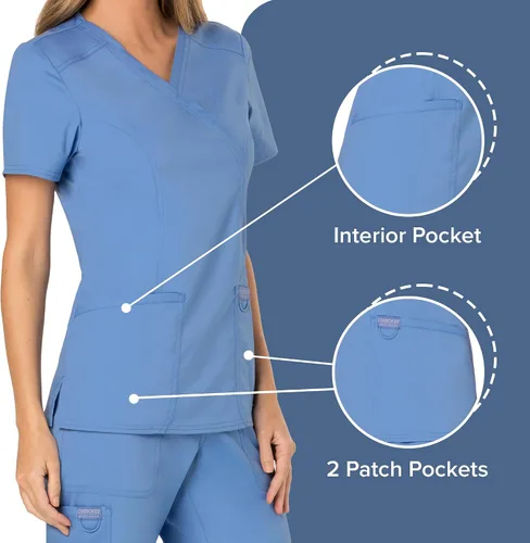 Miniatura 4 de Workwear Revolution WW610 - Ropa quirúrgica con estilo cruzado falso para mujer, elástica, suave y de fácil cuidado