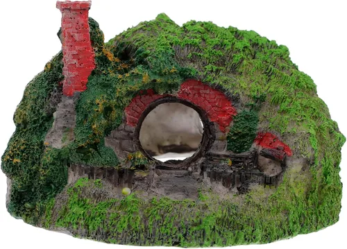 balacoo Decoración de acuario Hobbit House Resina Betta Escondite Cueva Rockery Accesorios de paisajismo Decoración Hobbit Decoración de pecera