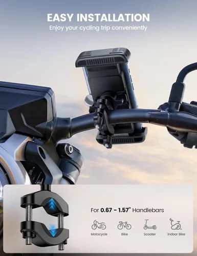 Miniatura 4 de Lamicall Soporte para teléfono de bicicleta y motocicleta - [Bloqueo rápido de 1s] Clip para teléfono celular de bicicleta, abrazadera para manubrio