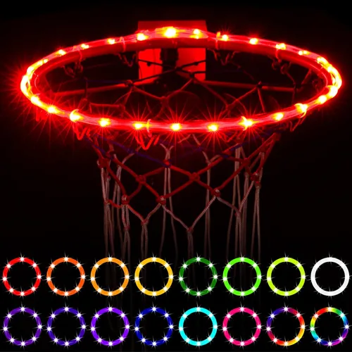 Waybelive Luces LED para aro de baloncesto, luces con control remoto para aro de baloncesto LED, 16 colores que puedes cambiar tú mismo,