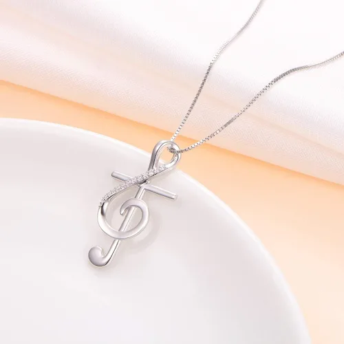 Miniatura 4 de DAOCHONG Collar con colgante de plata esterlina S925 con nota musical, cadena de caja de 18 pulgadas