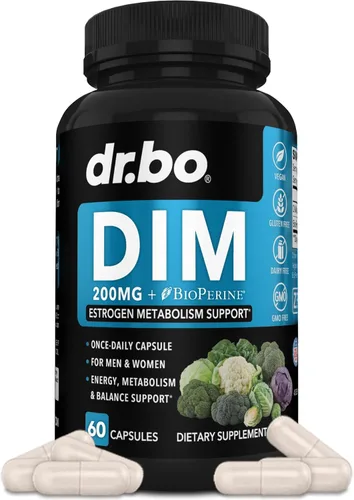 Suplemento DIM para mujeres y hombres 200 mg – Bloqueador de estrógenos andrógenos para hombres y mujeres, píldoras hormonales para el acné,