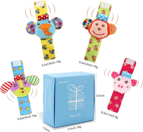 Miniatura 2 de BLOOBLOOMAX Sonajeros de calcetín para bebés 0-24 meses, juguetes educativos de animales para pies de bebé