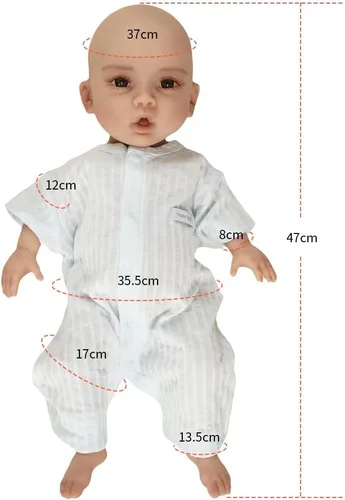 Miniatura 2 de SUAISKR Muñeca realista de bebé Reborn de 18 pulgadas, linda muñeca de silicona hecha a mano realista de silicona para niño pequeño, cuerpo completo