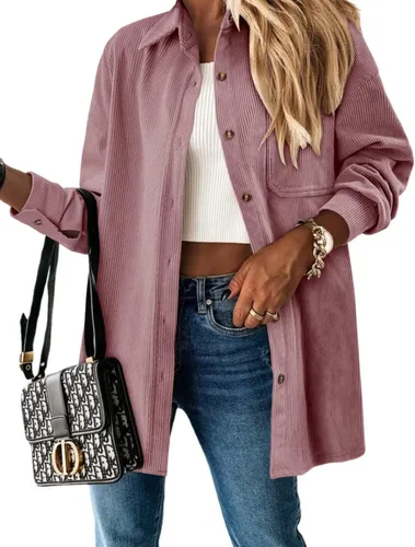 Miniatura 4 de Magritta Camisas de manga larga con cuello en V y botones para mujer, blusas de gran tamaño con bolsillos