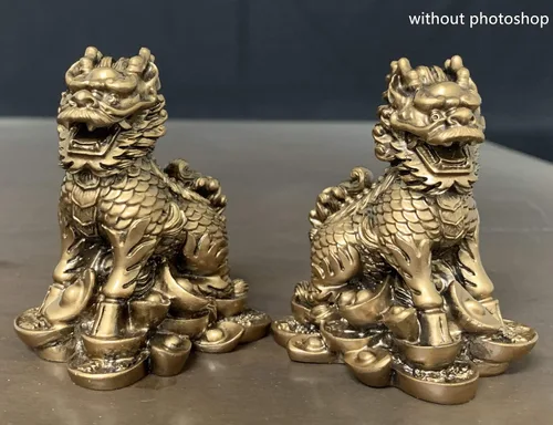 Miniatura 4 de Betterdecor Feng Shui Guardián Imperial Chino Chi Lin/Kylin/Qi Lin Estatua Decoración B3