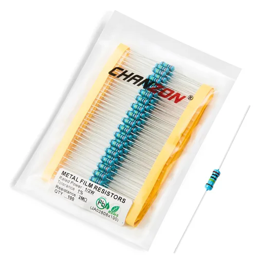 Miniatura 17 de Chanzon - 100 resistencias de película metálica 1/2 W (0.5 W) 10 Ω ohmios ±1% de tolerancia 10R MF, resistencias de agujero pasante con limitación