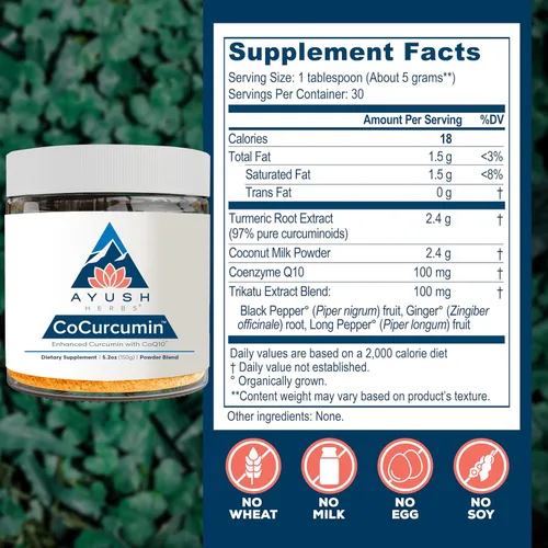 Miniatura 3 de Ayush Herbs Cocurcumina en polvo, músculo altamente absorbible, apoyo articular y cognitivo, 5.2 onzas