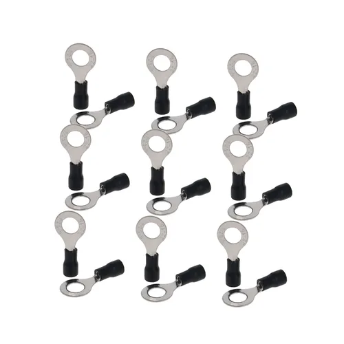 Miniatura 7 de Heyiarbeit 100 Uds AWG22-16 Conectores de terminales de anillo aislado M6 Terminales de anillo eléctrico Conectores de crimpado de alambre rojo