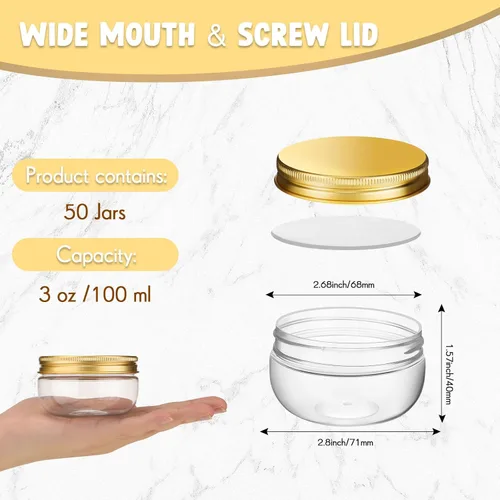 Miniatura 2 de Suclain 50 Piezas Frascos de Conservas de 3 oz Frascos Mason Miniatura con Tapas Recipientes Pequeños Transparentes para Conservas para Regalos