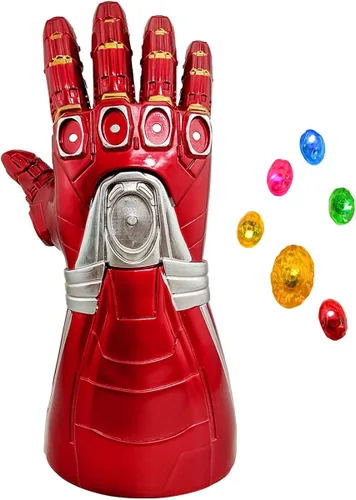 Iron Man - Guante de guantelete infinito con luz LED de piedra infinita con gema magnética extraíble para adultos Rojo -
