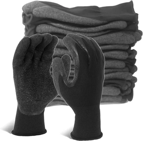 Miniatura 9 de Evridwear Guantes de trabajo de seguridad con recubrimiento de goma de látex arrugado aplicado a mano para hombres y mujeres, uso general múltiple