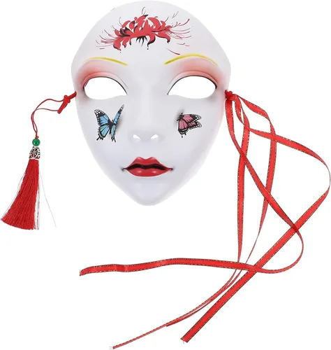 PRETYZOOM Máscaras japonesas de Kabuki Kitsune para hombres, mujeres y niños, disfraz de Halloween, estilo chino, cosplay, máscara genial para