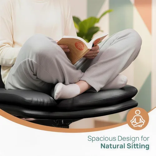 Miniatura 6 de NYPOT Silla de escritorio sin brazos con ruedas para sentarse entrecruzada, silla sin brazos anchos con patas cruzadas, taburete giratorio ajustable