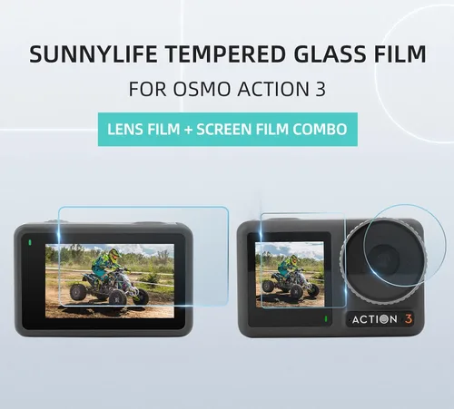 Miniatura 2 de Protector de pantalla de vidrio templado para cámara DJI Osmo Action 3, 2 películas protectoras de pantalla frontal y 2 películas protectoras