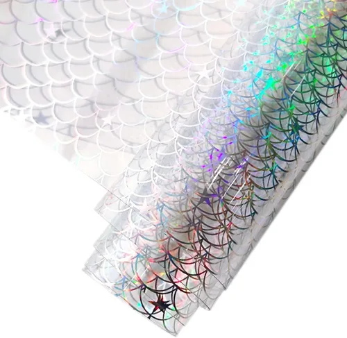 Miniatura 15 de HYANG Hojas de vinilo de cuero sintético transparentes transparentes de bola PVC súper claras holográficas 1 rollo 12" x 53" (30cm x 135cm)