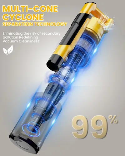 Miniatura 5 de Aspiradora sin cable para batería DeWalt de 20V, aspiradora ligera de palo 7 en 1 con filtro HEPA, succión de 35KPA, motor sin escobillas de 350W, 3