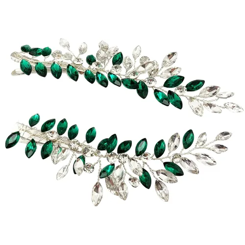 Miniatura 3 de Peines de clip para el cabello de boda, 2 piezas de diamantes de imitación de color rojo, blanco y verde, accesorios para mujeres y niñas, fiesta
