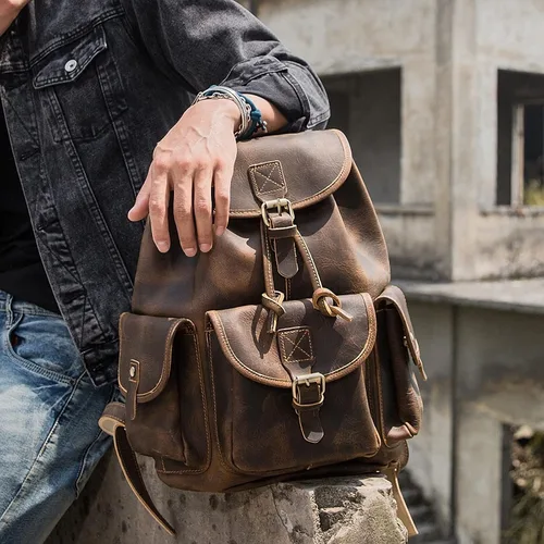 Miniatura 3 de Polare - Mochila vintage de cuero de grano completo para hombre y mujer