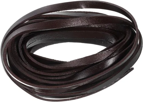 Miniatura 21 de uxcell Cordón de cuero plano de 5.5 yardas, 0.079 in, tiras de cuero de 0.079 pulgadas de grosor, cuerdas de cordones para manualidades, Negro