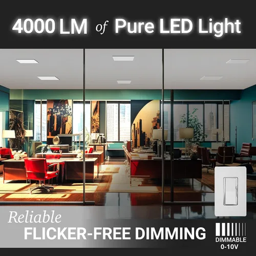 Miniatura 6 de NUWATT Luz LED de panel plano de montaje en superficie cuadrada de 2 x 2 pies, 120-277 V, 3CCT 3000 K/4000 K/5000 K seleccionable, 4000 lm, 40 W