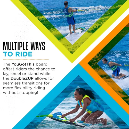 Miniatura 5 de ZUP You Got This 260 Board and Handle Combo with EVA Foam Padding, All-in-One Kneeboard, Wakeboard, Wakeskate, and Wakesurf Board for Kids, Teens