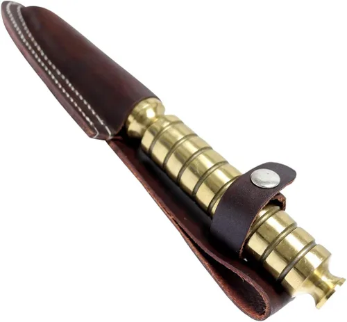 Miniatura 2 de TheBoneEdge - Cuchillo de caza de 10 pulgadas con triple filo Kris Blade Twister Dagger color dorado