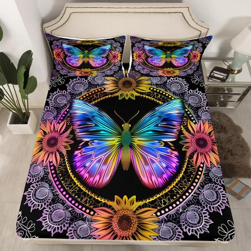 Miniatura 18 de Erosebridal Phoenix - Juego de sábanas de tamaño matrimonial, juego de sábanas bajeras de Phoenix con estampado de pájaro mágico para niños, Color 14