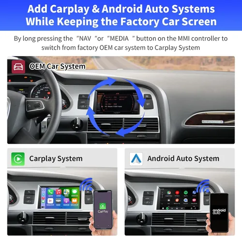 Miniatura 3 de Road Top Kit de reacondicionamiento automático inalámbrico CarPlay Android para Audi A6 S6 (2010-2011) y para Audi Q7 (2010-2015) con sistema MMI 3G