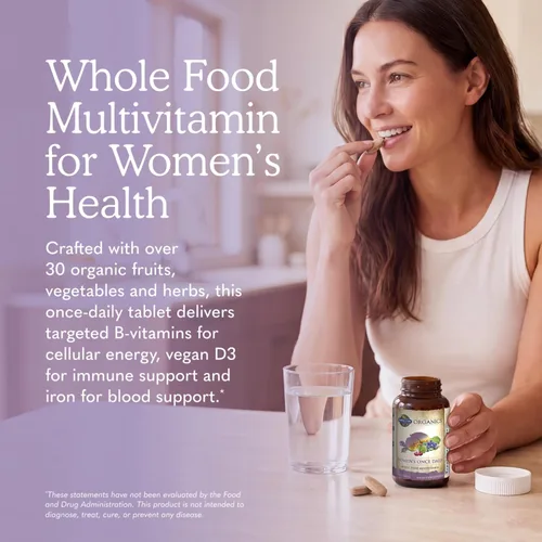 Miniatura 2 de Suplemento multivitamínico orgánico Garden of Life, para mujer, tabletas múltiples, una vez al día, hfs-koi-zk-a11705, 60, 1, 1